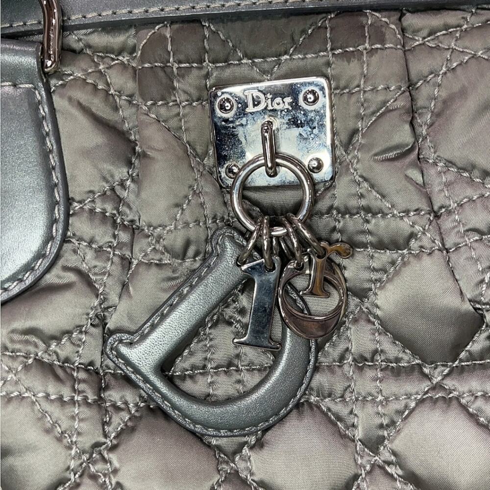 Christian Dior Gray Satin Charming Cannage - Picture 6 of 8